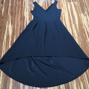 Black Sleeveless High Low Dress with Pockets